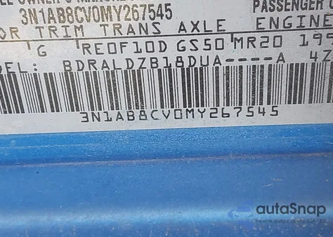 2021 Nissan Sentra Sv Xtronic Cvt z USA, uszkodzony, nr VIN 3N1AB8CV0MY267545